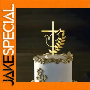 Gold Cross and Dove Cake Topper 10.2cm x 14.8cm