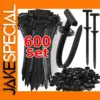 Black Nylon Cable Tie Kit with Buckles (Up to 600 pcs)