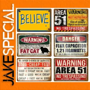 Vintage Metal Sign Posters Set of 4