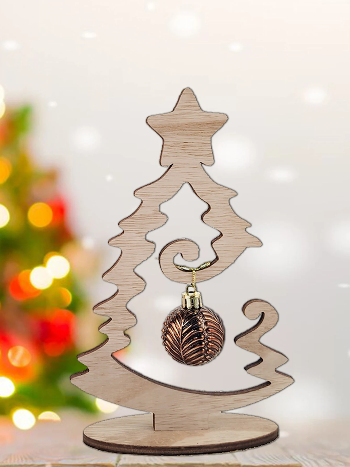 Elegant Wooden Christmas Tree Decor 2 Elegant Wooden Christmas Tree Decor - Image 2