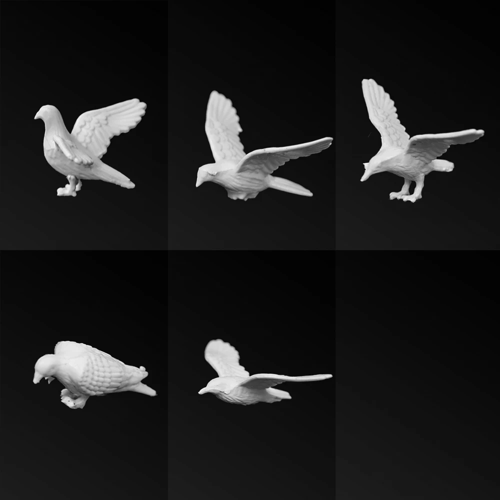 Miniature White Pigeons Set for Dioramas 2 Miniature White Pigeons Set for Dioramas - Image 2