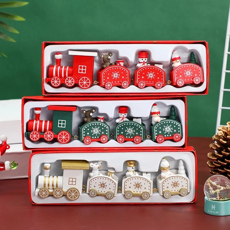 Wooden Christmas Train Decoration Set 2024 3 Wooden Christmas Train Decoration Set 2024 - Image 3