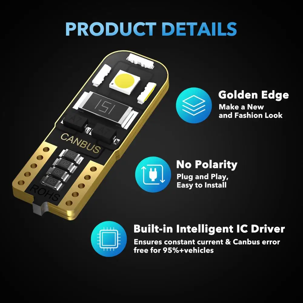 Vehicle LED T10 W5W Bulb 6000K 120 Lumens 4 Vehicle LED T10 W5W Bulb 6000K 120 Lumens - Image 4