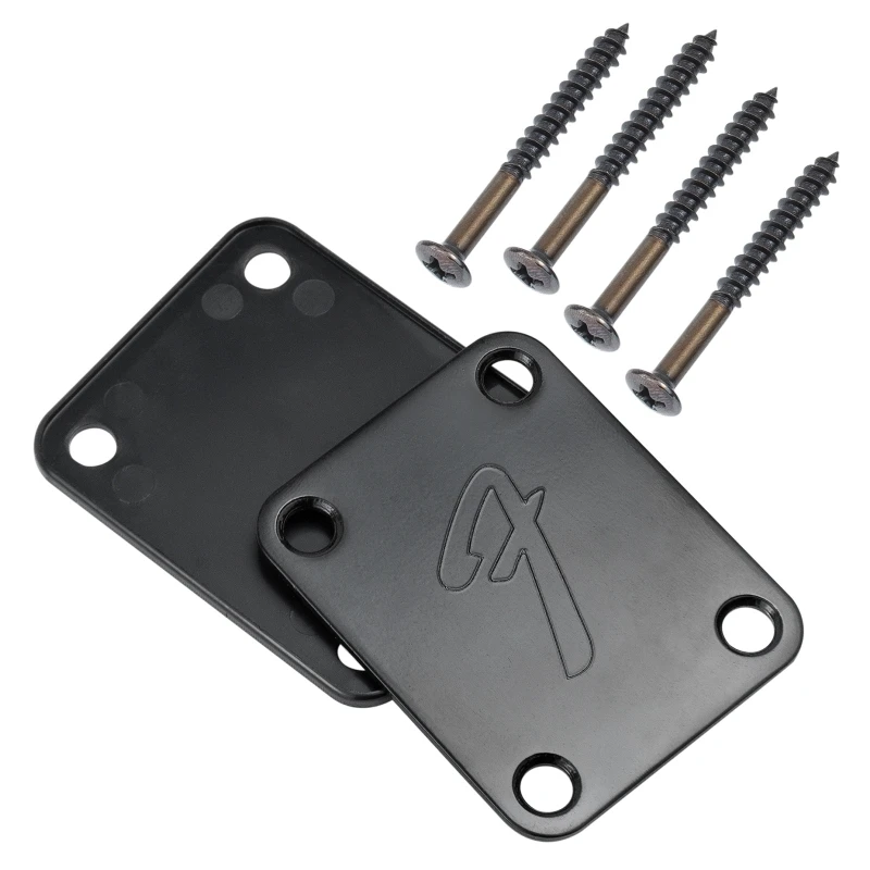 Fender Guitar Neck Plate 64.5x51.2mm Black Chrome 8 Fender Guitar Neck Plate 64.5x51.2mm Black Chrome - Image 8