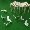 Miniature White Pigeons Set for Dioramas