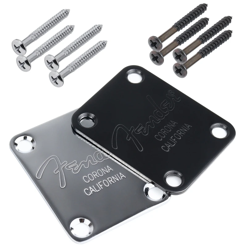 Fender Guitar Neck Plate 64.5x51.2mm Black Chrome 4 Fender Guitar Neck Plate 64.5x51.2mm Black Chrome - Image 4