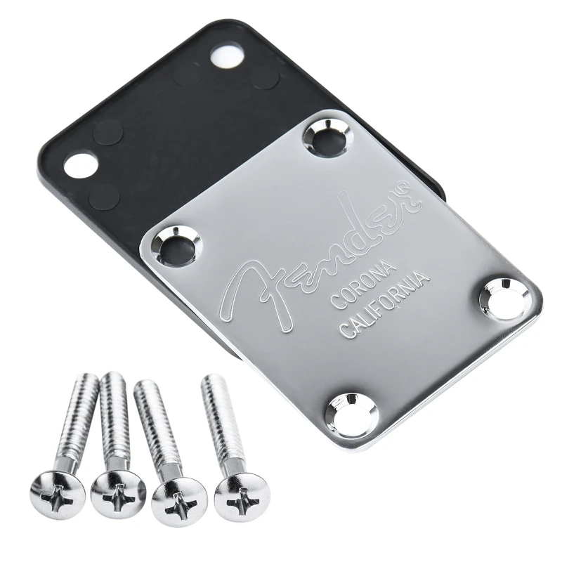Fender Guitar Neck Plate 64.5x51.2mm Black Chrome 2 Fender Guitar Neck Plate 64.5x51.2mm Black Chrome - Image 2