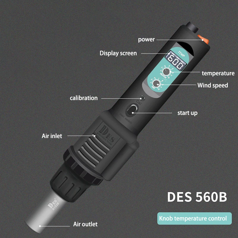 Digital Hot Air Gun DES560B/C 560W 80-600°C 3 Digital Hot Air Gun DES560B/C 560W 80-600°C - Image 3