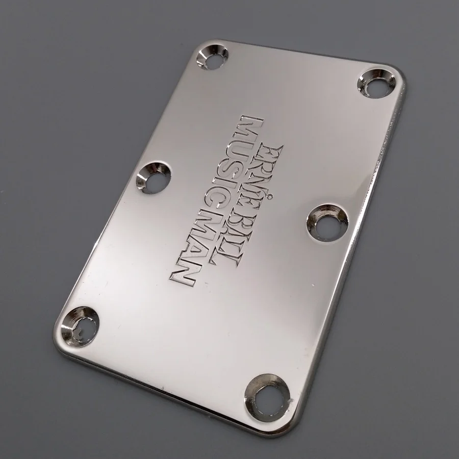 Nickel Bass Guitar Neck Plate with Six Bolt Holes 1 Nickel Bass Guitar Neck Plate with Six Bolt Holes