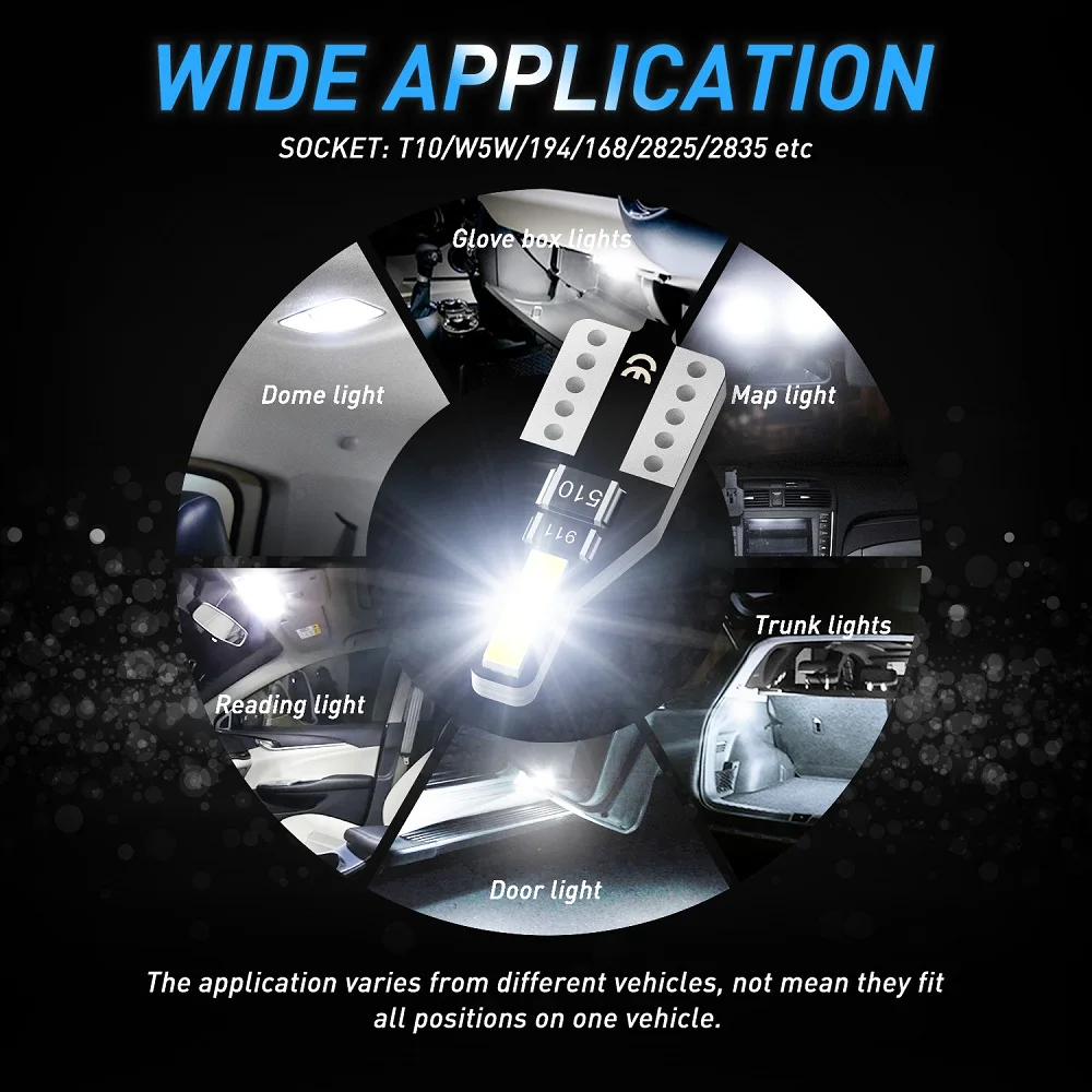 10-Pack T10 W5W LED Interior Car Lights 6 10-Pack T10 W5W LED Interior Car Lights - Image 6