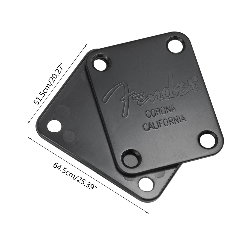 Fender Guitar Neck Plate 64.5x51.2mm Black Chrome 3 Fender Guitar Neck Plate 64.5x51.2mm Black Chrome - Image 3