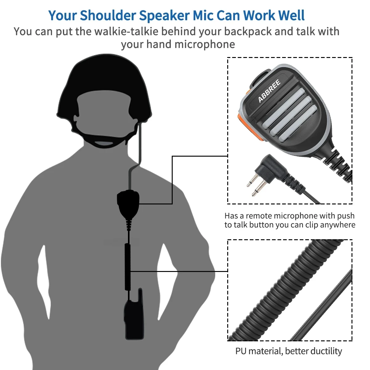 ABBREE AR-780 Dual PTT Microphone for Motorola 2 ABBREE AR-780 Dual PTT Microphone for Motorola - Image 2