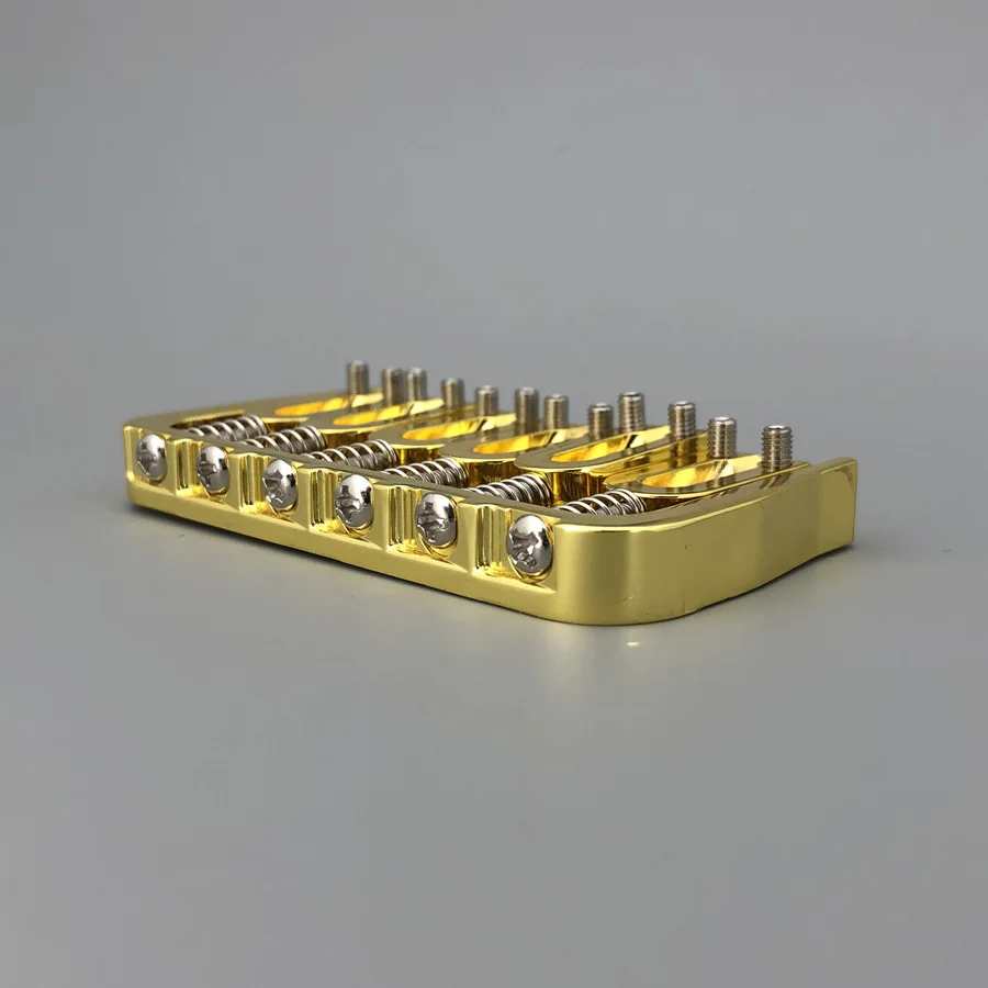 Gold Fixed Guitar Bridge for Six Strings 6 Gold Fixed Guitar Bridge for Six Strings - Image 6