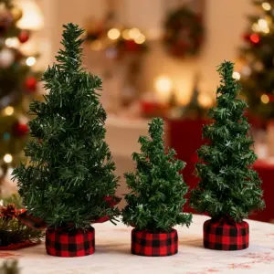 Mini Christmas Tree with Plaid Base in 15, 20, 30cm 12 S031f0b75e0a04d23852839ee25261d354