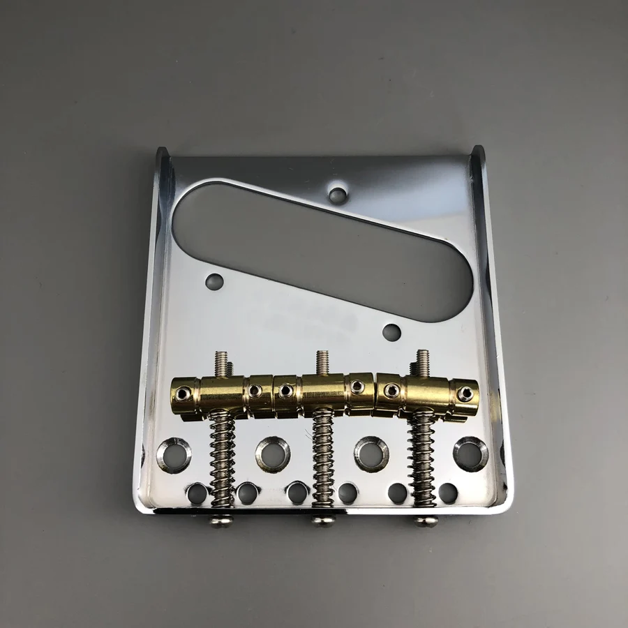 Vintage Chrome Tele Guitar Bridge with Brass Saddles 3 Vintage Chrome Tele Guitar Bridge with Brass Saddles - Image 3