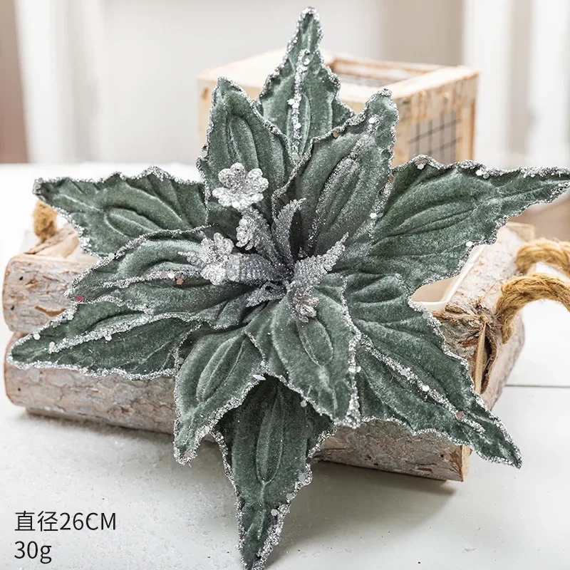 Artistic 26cm Glittered Christmas Poinsettia Ornament 8 Artistic 26cm Glittered Christmas Poinsettia Ornament - Image 8