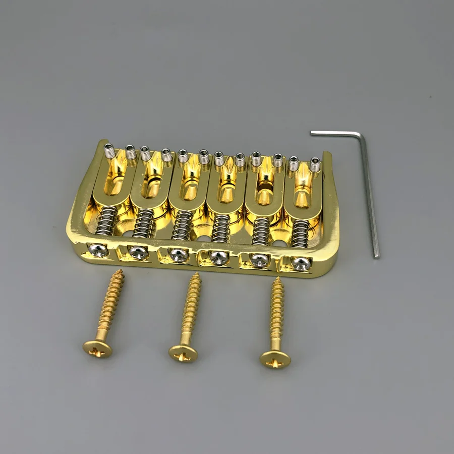 Gold Fixed Guitar Bridge for Six Strings 2 Gold Fixed Guitar Bridge for Six Strings - Image 2