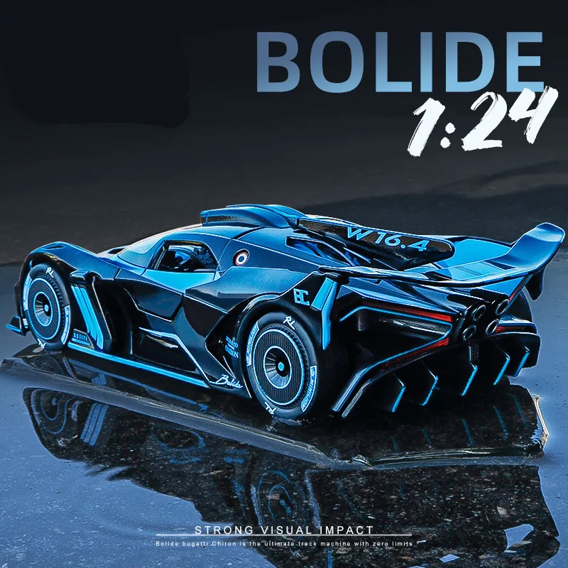 1:24 Bugatti Bolide Alloy Model Car in Blue 3 1:24 Bugatti Bolide Alloy Model Car in Blue - Image 3