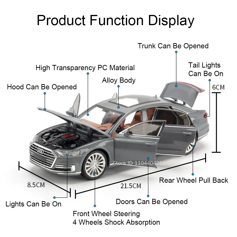 Audi A8 RS6 1:24 Scale Diecast Car Model 2 Audi A8 RS6 1:24 Scale Diecast Car Model - Image 2
