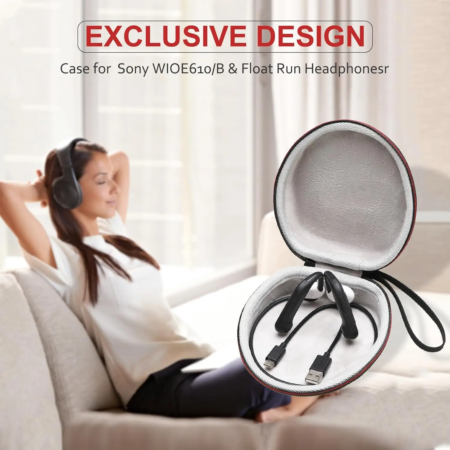 Light Grey Hard Case for SHOKZ Headphones 6 Light Grey Hard Case for SHOKZ Headphones - Image 6