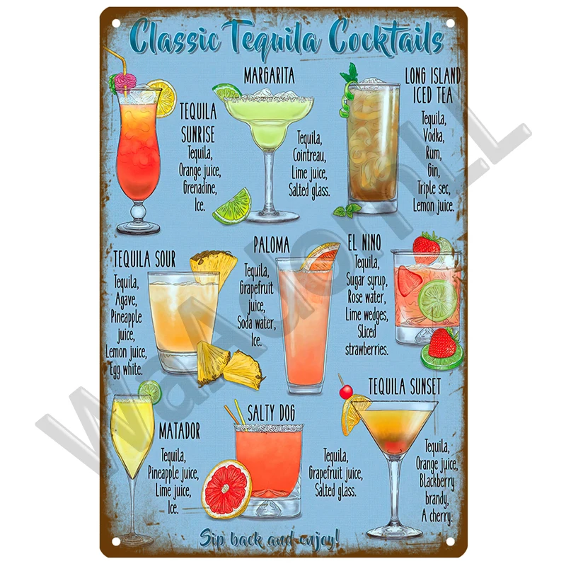 Vintage-Style Metal Cocktail Sign Plaque 20x30 cm 17 Vintage-Style Metal Cocktail Sign Plaque 20x30 cm - Image 17