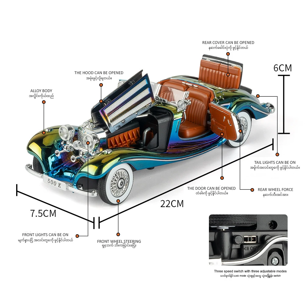 1:24 Mercedes-Benz 500K Vintage Model Car 5 1:24 Mercedes-Benz 500K Vintage Model Car - Image 5