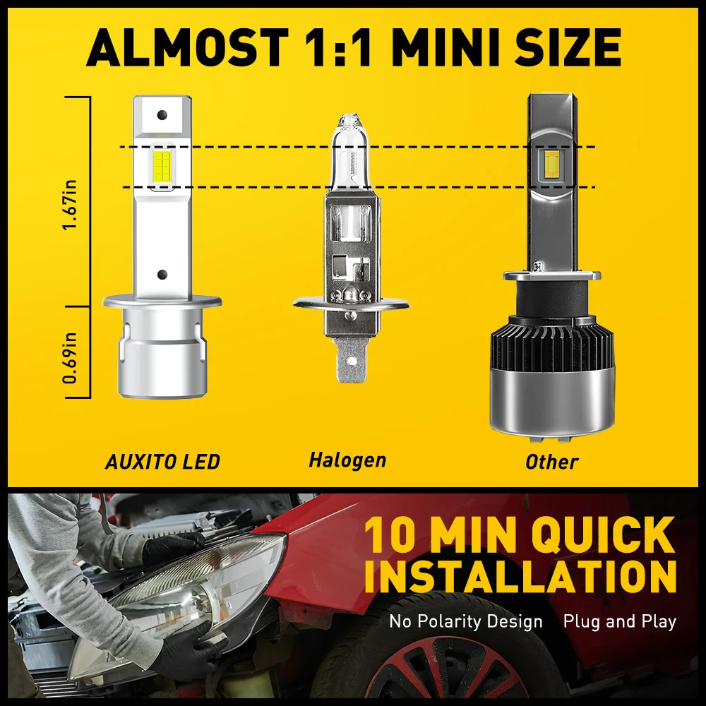 H1 LED Headlight Bulbs 6500K, 52W Pair 6 H1 LED Headlight Bulbs 6500K, 52W Pair - Image 6