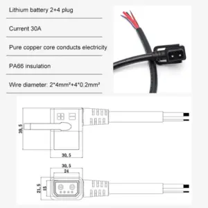Electric Bike Charging Port Cable 30A 24V 14 S1381e9125f9a464e8b6f7729517c09e0m