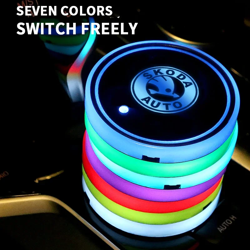 Colorful RGB LED Car Cup Holder Pad for Skoda 6 Colorful RGB LED Car Cup Holder Pad for Skoda - Image 6