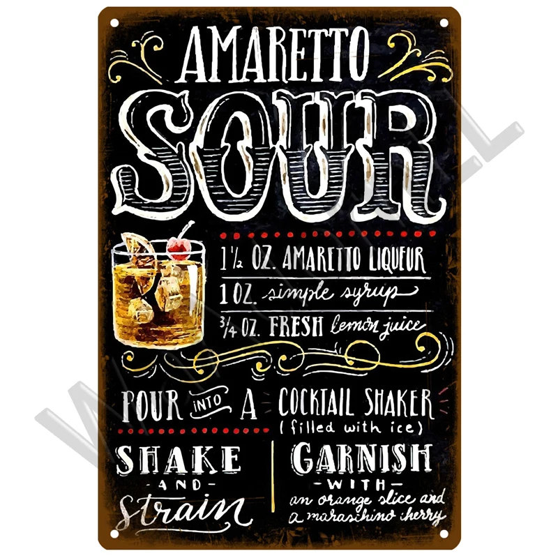 Vintage-Style Metal Cocktail Sign Plaque 20x30 cm 9 Vintage-Style Metal Cocktail Sign Plaque 20x30 cm - Image 9