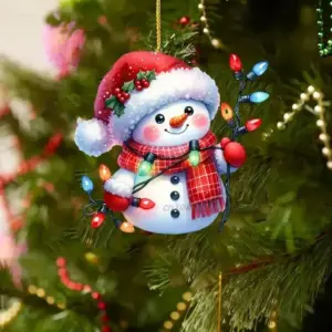 Christmas Snowman Acrylic Ornament with Lanyard 18 S15605ab4fefc4b15a3e90a120a785b39E