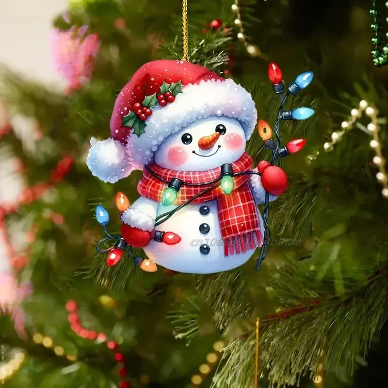 Christmas Snowman Acrylic Ornament with Lanyard 9 Christmas Snowman Acrylic Ornament with Lanyard - Image 9