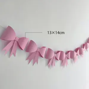 Pink Paper Garland Banner with Large Bows 19 S16a5a1e2b5fa4cad821be40112a4a86da