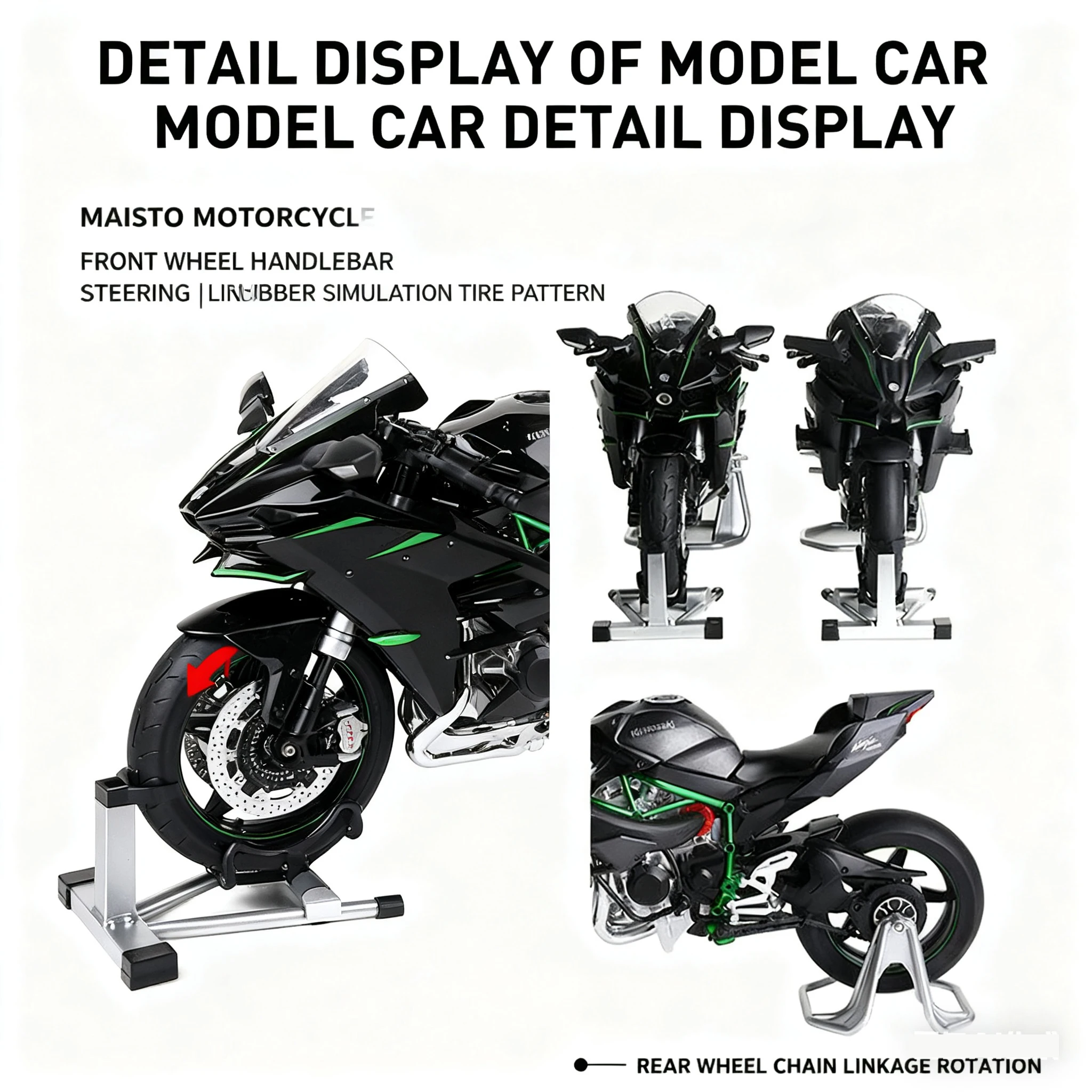 Kawasaki H2R Ninja 1:9 Scale Motorcycle Model 5 Kawasaki H2R Ninja 1:9 Scale Motorcycle Model - Image 5