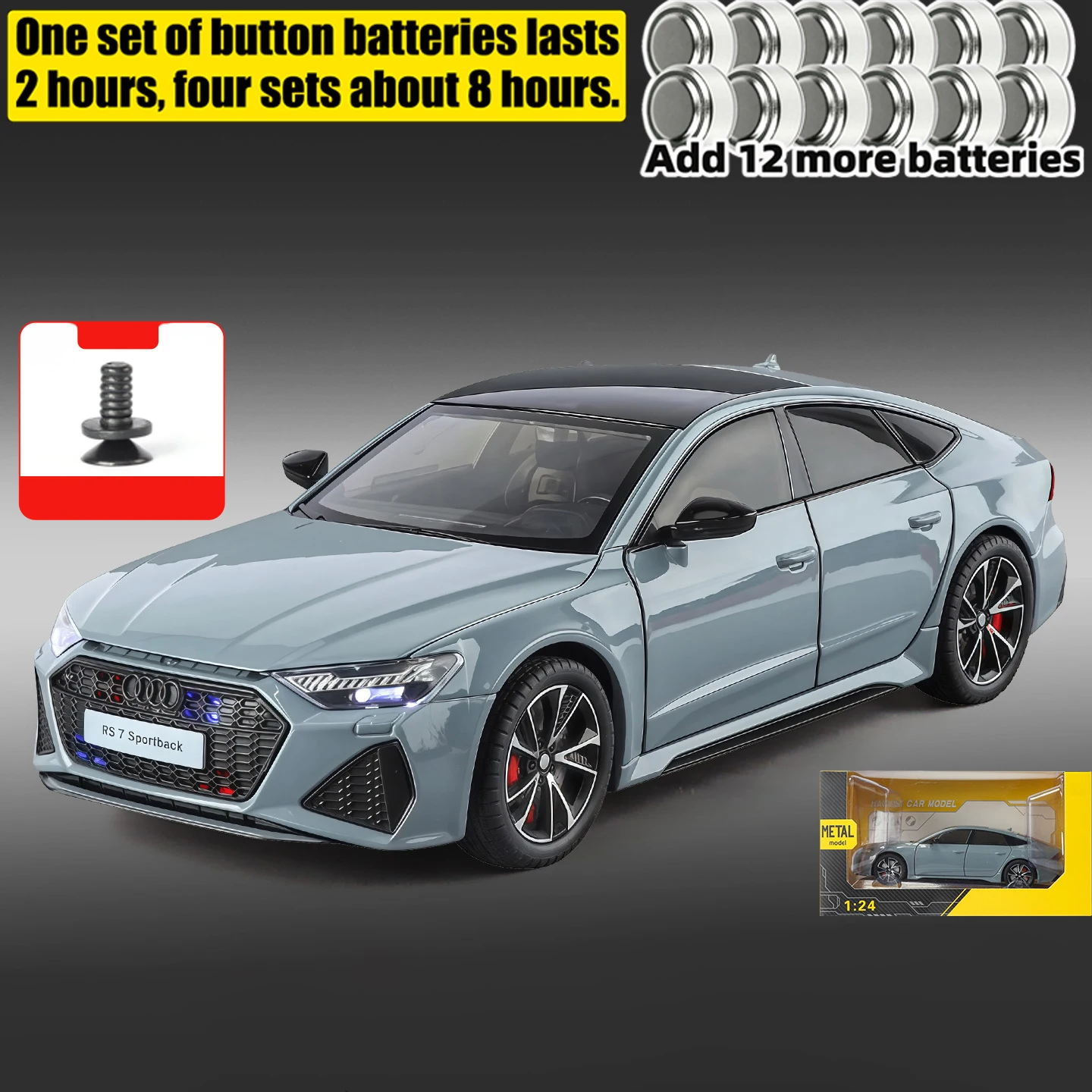 Audi RS7 Sportback 1:24 Diecast Model with Lights 11 Audi RS7 Sportback 1:24 Diecast Model with Lights - Image 11