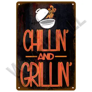 Vintage BBQ Zone Metal Sign Set of Six 54 S1b1e7dab81264c58a7adaae68821b479E