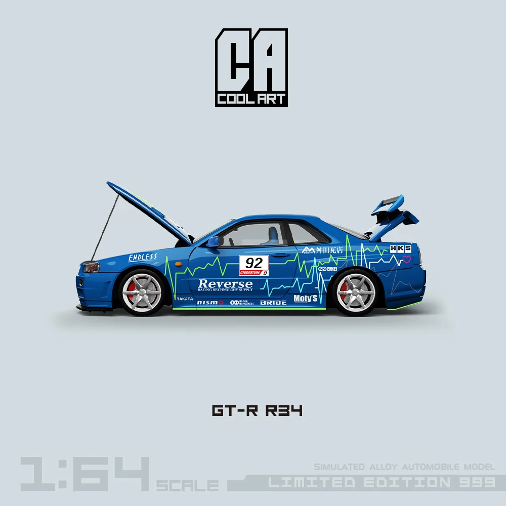 Blue Nissan GT-R R34 1:64 Diecast Model 3 Blue Nissan GT-R R34 1:64 Diecast Model - Image 3