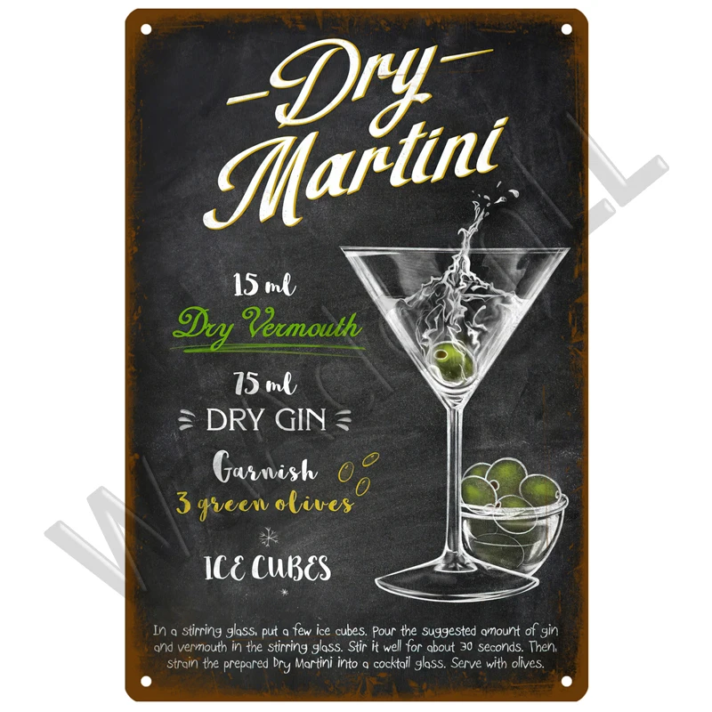 Vintage-Style Metal Cocktail Sign Plaque 20x30 cm 19 Vintage-Style Metal Cocktail Sign Plaque 20x30 cm - Image 19