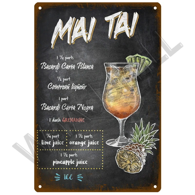 Vintage-Style Metal Cocktail Sign Plaque 20x30 cm 6 Vintage-Style Metal Cocktail Sign Plaque 20x30 cm - Image 6