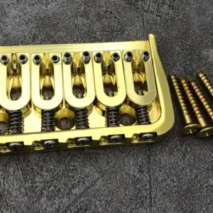 Gold Fixed Guitar Bridge with Stainless Saddles 6 S1de8133954664b96ae4d4e1fcb0336e1o 1