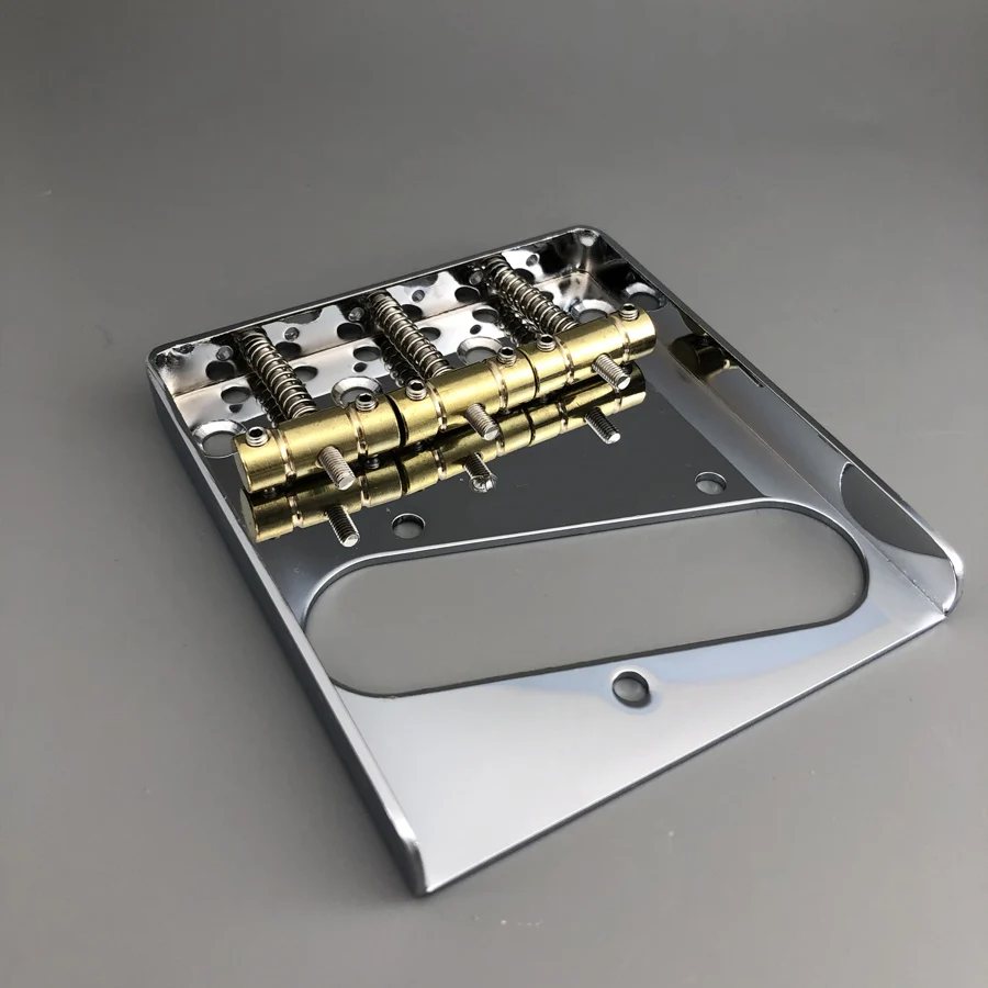 Vintage Chrome Tele Guitar Bridge with Brass Saddles 5 Vintage Chrome Tele Guitar Bridge with Brass Saddles - Image 5