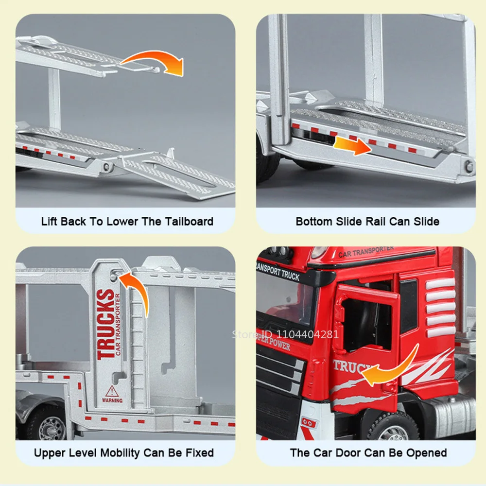 Red 1:48 Scale Transport Truck Model 4 Red 1:48 Scale Transport Truck Model - Image 4