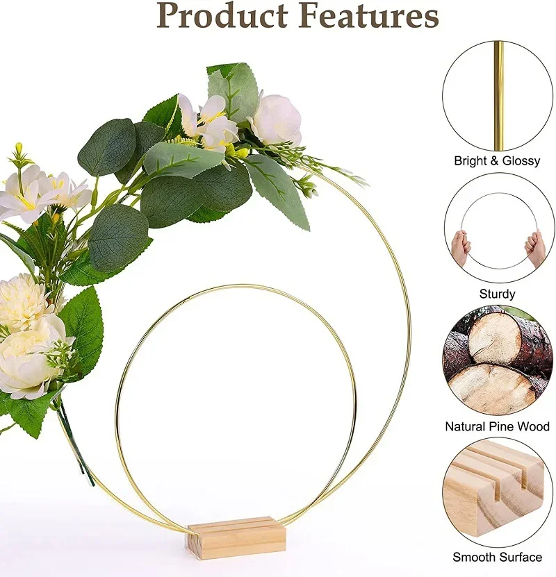 Gold Metal Wreath Ring Hoop for Crafts 5 Gold Metal Wreath Ring Hoop for Crafts - Image 5