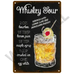 Vintage-Style Metal Cocktail Sign Plaque 20x30 cm 48 S20158fd7ca8e4457abf2e6a2851d40a1h