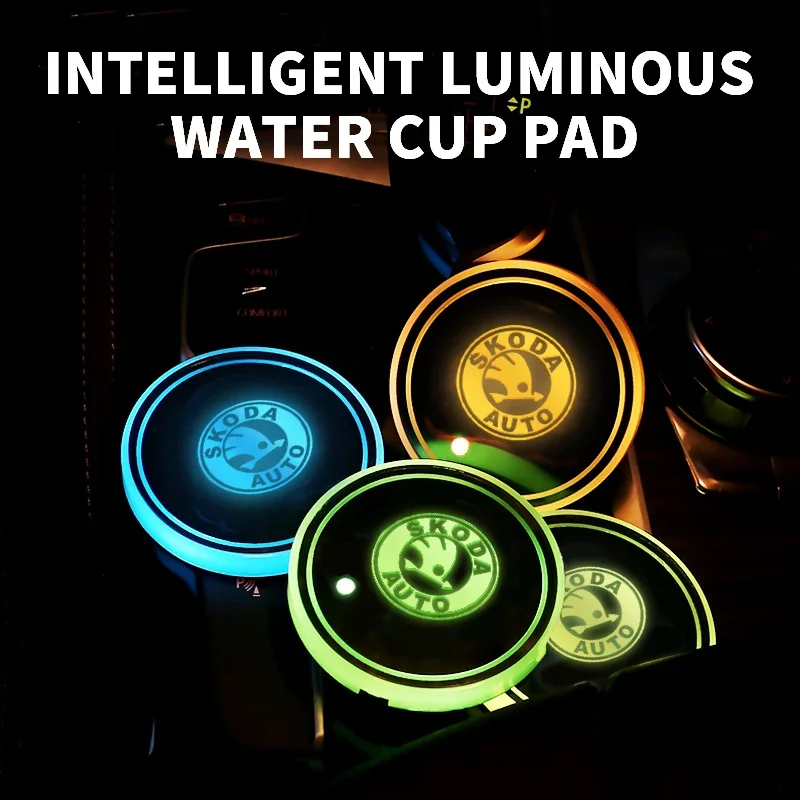 Colorful RGB LED Car Cup Holder Pad for Skoda 5 Colorful RGB LED Car Cup Holder Pad for Skoda - Image 5