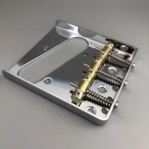 Vintage Chrome Tele Guitar Bridge with Brass Saddles