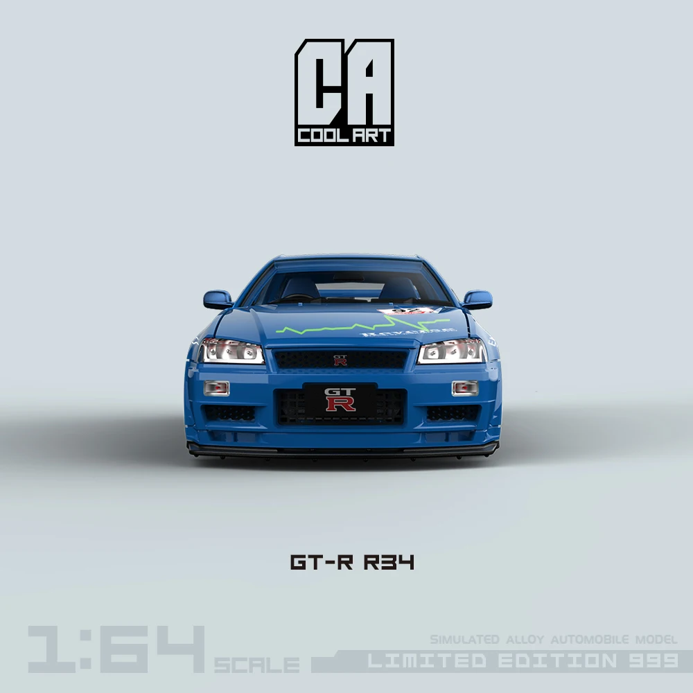 Blue Nissan GT-R R34 1:64 Diecast Model 5 Blue Nissan GT-R R34 1:64 Diecast Model - Image 5