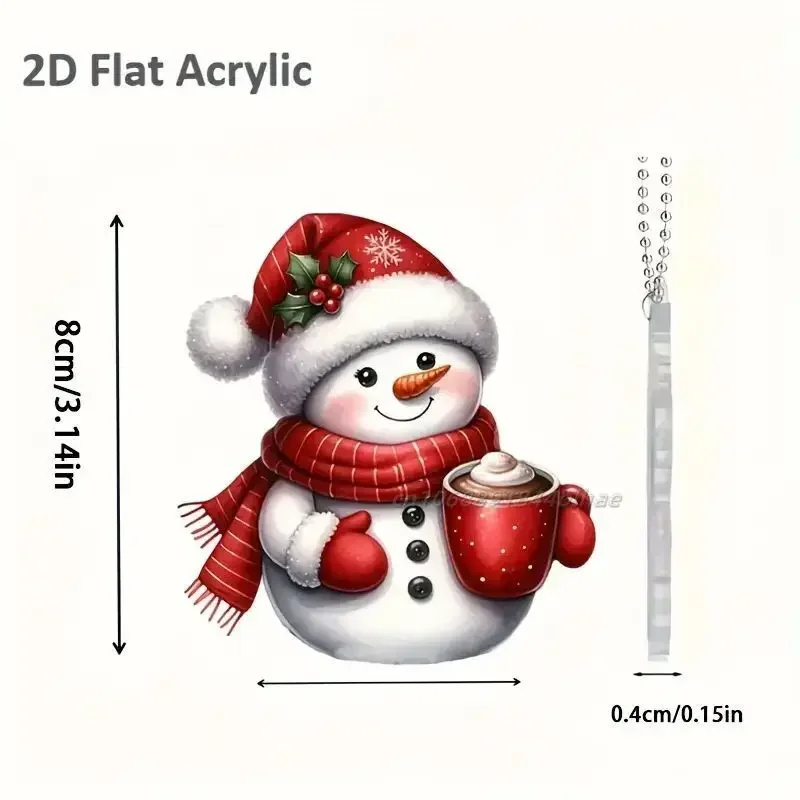 Christmas Snowman Acrylic Ornament with Lanyard 8 Christmas Snowman Acrylic Ornament with Lanyard - Image 8