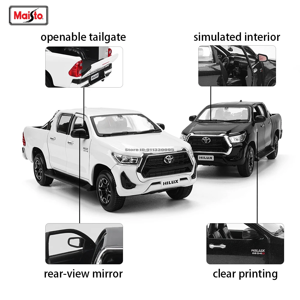 Maisto 1:27 New style Toyota Hilux simulation alloy car model crafts decoration collection toy tools gift 5 Maisto 1:27 New style Toyota Hilux simulation alloy car model crafts decoration collection toy tools gift - Image 5