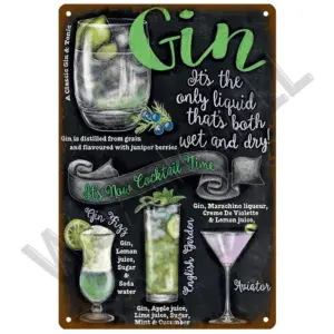 Vintage Cocktail Decorative Tin Sign 20x30 cm 30 S29d130d11c974b67ad834840b5147012J